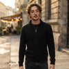 Men's Cable-Knit Half-Zip Sweater – Black