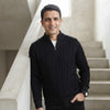 Men's Cable-Knit Half-Zip Sweater – Black