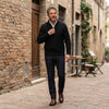Men's Cable-Knit Half-Zip Sweater – Black