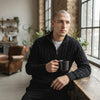 Men's Cable-Knit Half-Zip Sweater – Black