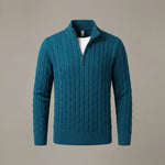 Men's Cable-Knit Half-Zip Sweater – Teal