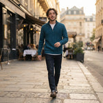 Men's Cable-Knit Half-Zip Sweater – Teal