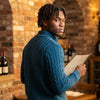 Men's Cable-Knit Half-Zip Sweater – Teal
