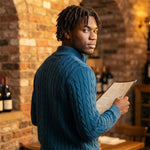 Men's Cable-Knit Half-Zip Sweater – Teal