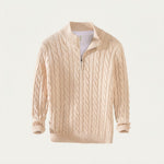 Men's Cable-Knit Half-Zip Sweater – Cream