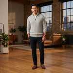Men's Cable-Knit Half-Zip Sweater – Grey