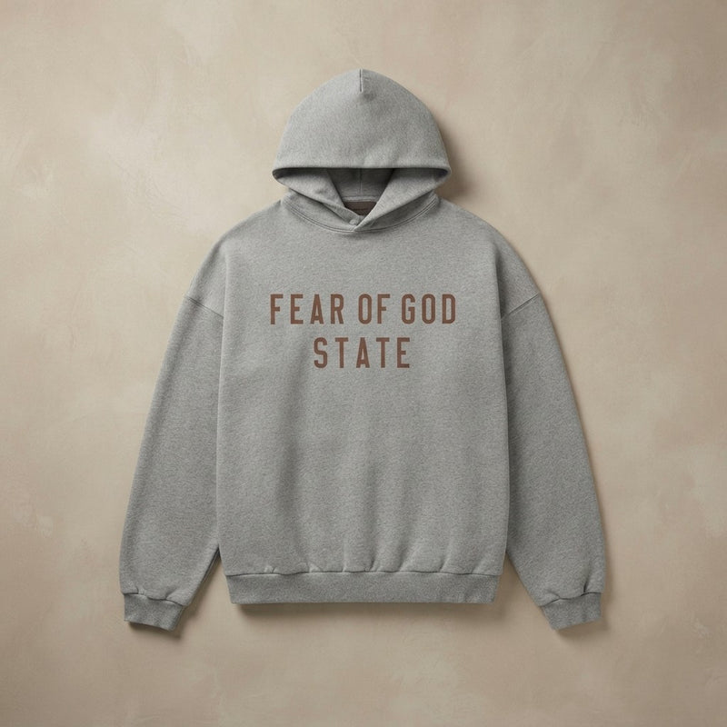 FEAR OF GOD STATE Unisex Hoodie - Heather Grey