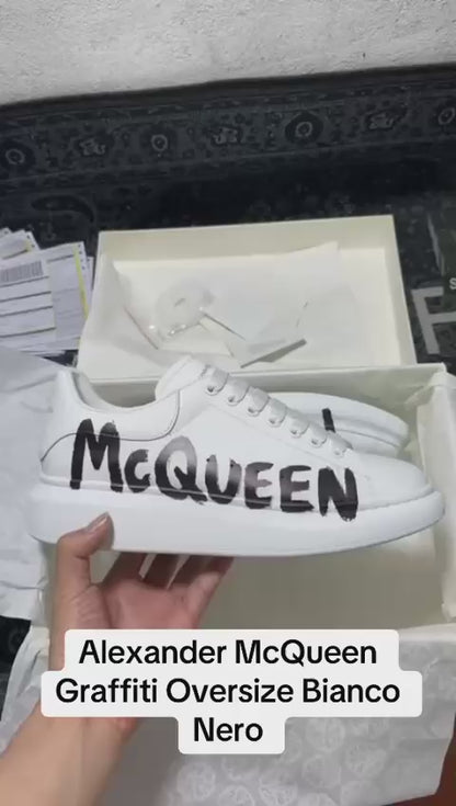 Alexander McQueen Oversized Graffiti Sneakers Bianco