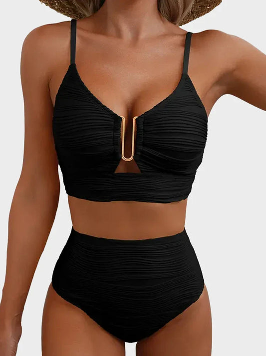 Bikini con Ferretto a U e Cut-Out – Costume Due Pezzi a Vita Alta
